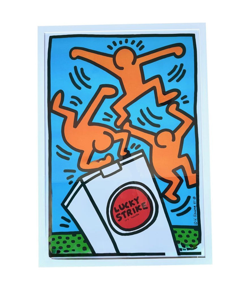 Framed Keith Haring Lucky Strike screen prints 1987 - Vintage Art