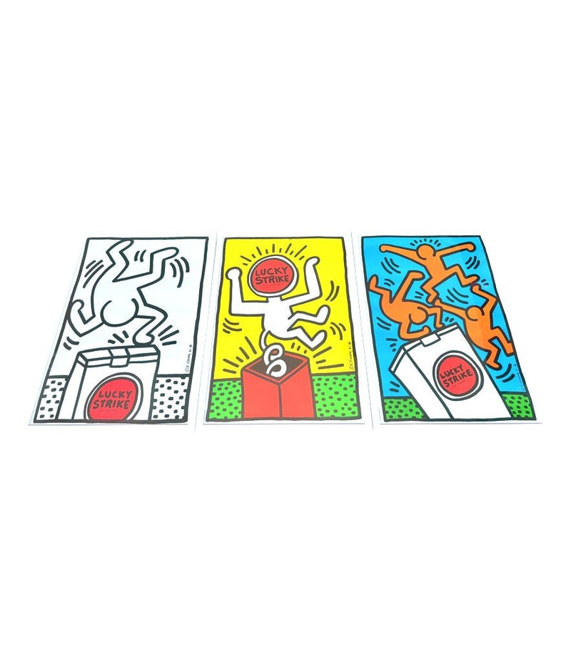 Framed Keith Haring Lucky Strike screen prints 1987 - Vintage Art