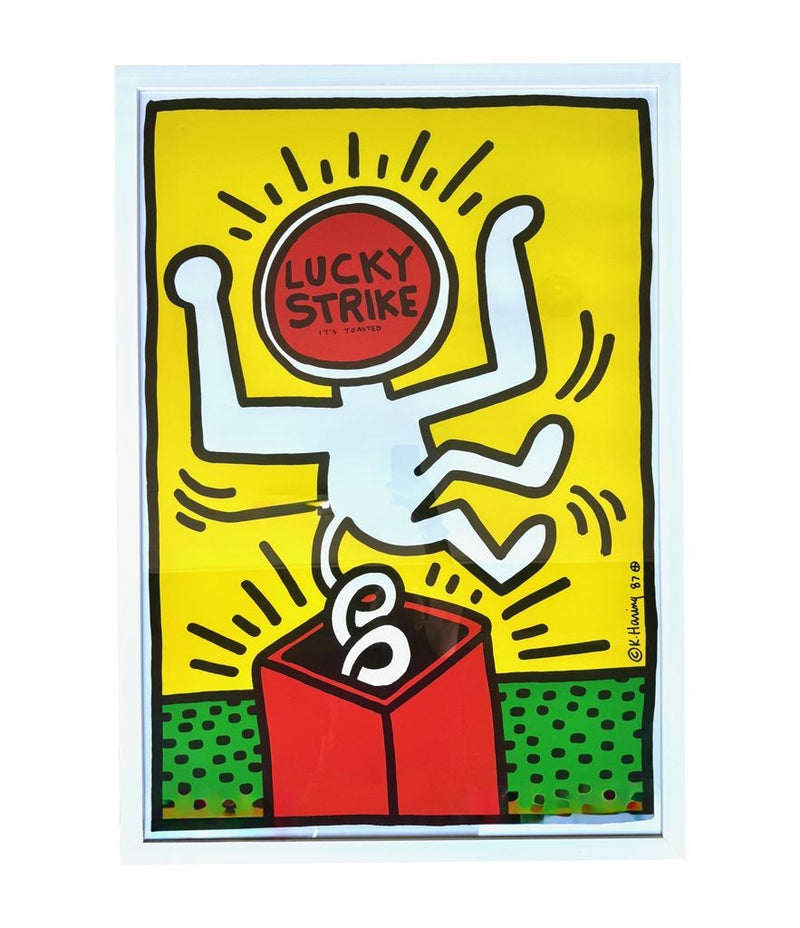 Framed Keith Haring Lucky Strike screen prints 1987 - Vintage Art
