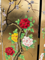 Mid Century Oriental Gold Leaf hand painted screen decorated with cranes, flowers and birds - Mid Century Furniture - Ed Butcher Antiques Shop London