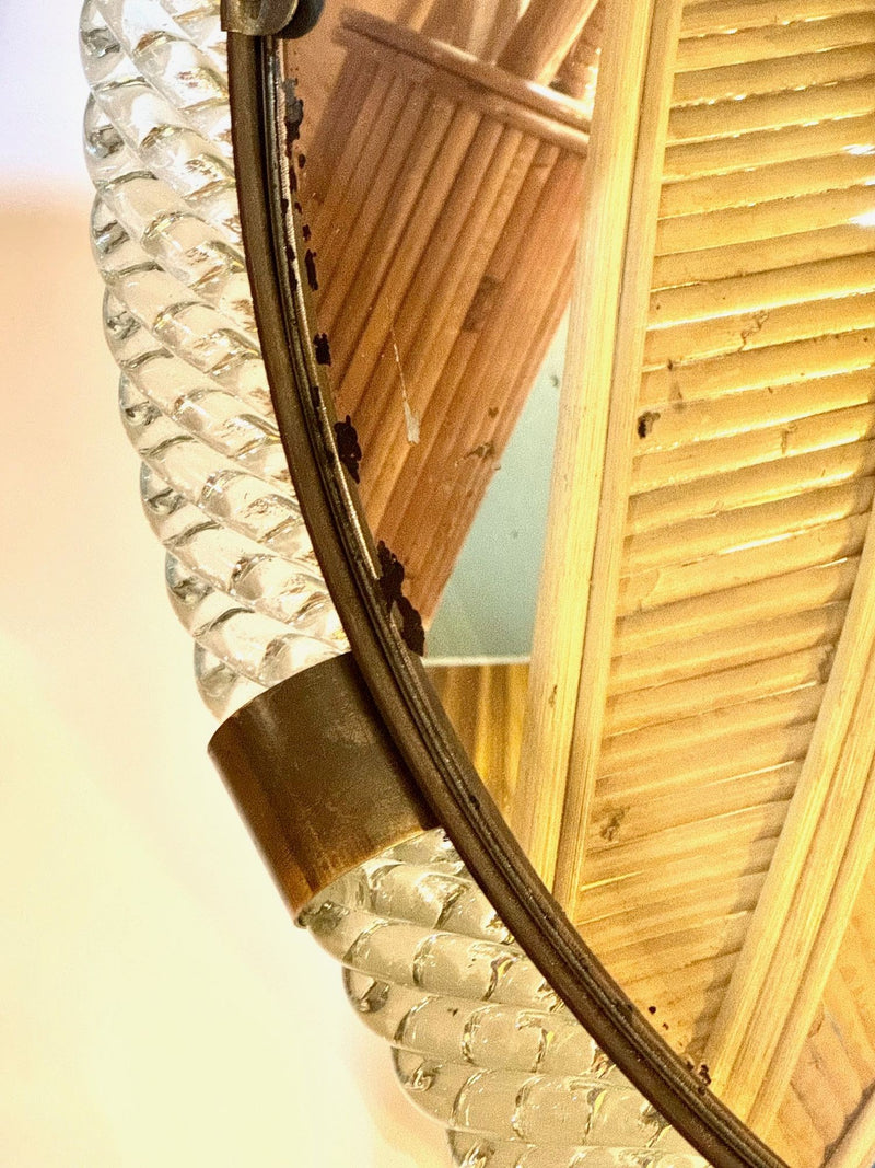 A large 1940s circular Murano glass and brass mirror by Barovier and Toso