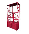 An Italian 1970s burgundy red bamboo shelving unit by Vivai del Sud