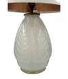 A French 1930s Cristallerie Lorraine Alsace pressed glass opaline lamp with leaf desgin