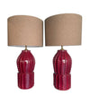 Vintage Italian Ceramic Lamps in deep Bordeaux red - Vintage Lighting - Vintage Lamps - Ed Butcher Antiques Shop London 