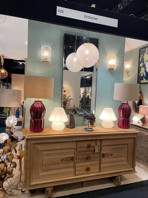 Mid Century Venini Murano Glass Ball Tessuto Swirl Pendant Light - Mid Century Lighting - Ed Butcher Antiques Shop London