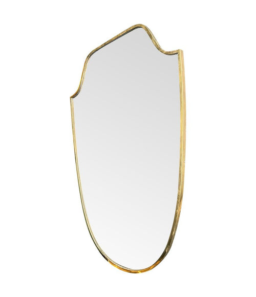 An orignal 1950s Italian shield mirror with solid wood back
