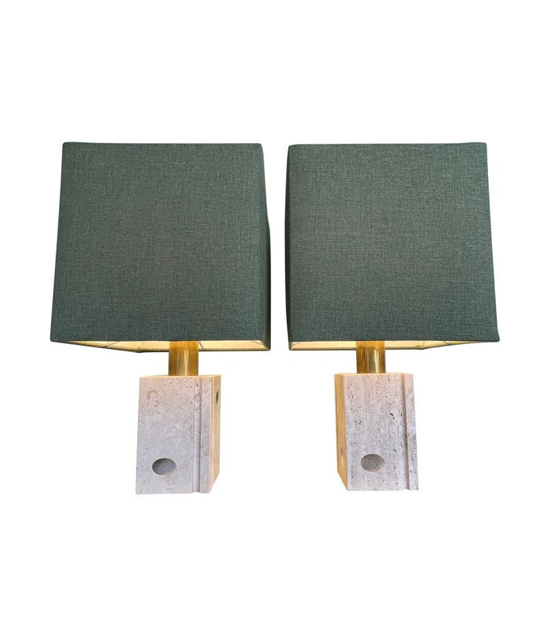 Mid Century table lamps with sculptural travertine bases by Fratelli Mannelli - Mid Century Lighting - 1970s lamps