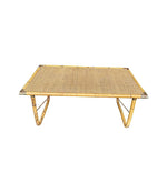 Mid Century Bamboo Coffee Table by Dal Vera, folding coffee table with brass corners