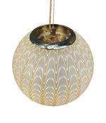 A 1960s Murano glass pendant light attributed to Venini with yellow and white swirl patten