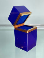 An Italian Mid Century cobalt blue Murano glass hinged lidded box by Giovanni Cenedese