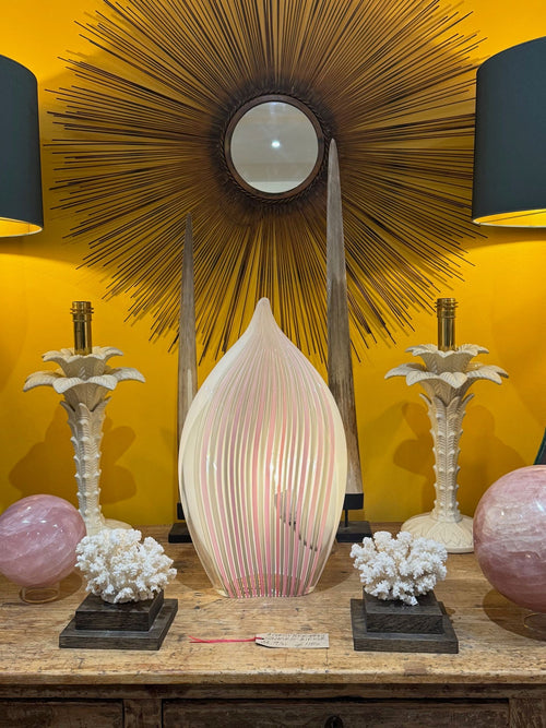 A pair of Italian ceramic 1970s palm tree lamps for lighting company Leola
