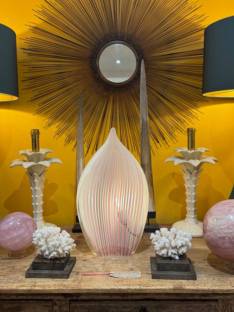A pair of Italian ceramic 1970s palm tree lamps for lighting company Leola