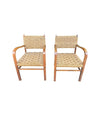 A pair of Mid Century French bent wood chairs in the style of Erich Dieckmann with original woven rope seats - Mid Century Furniture - Mid Century Chairs