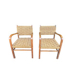 A pair of Mid Century French bent wood chairs in the style of Erich Dieckmann with original woven rope seats - Mid Century Furniture - Mid Century Chairs