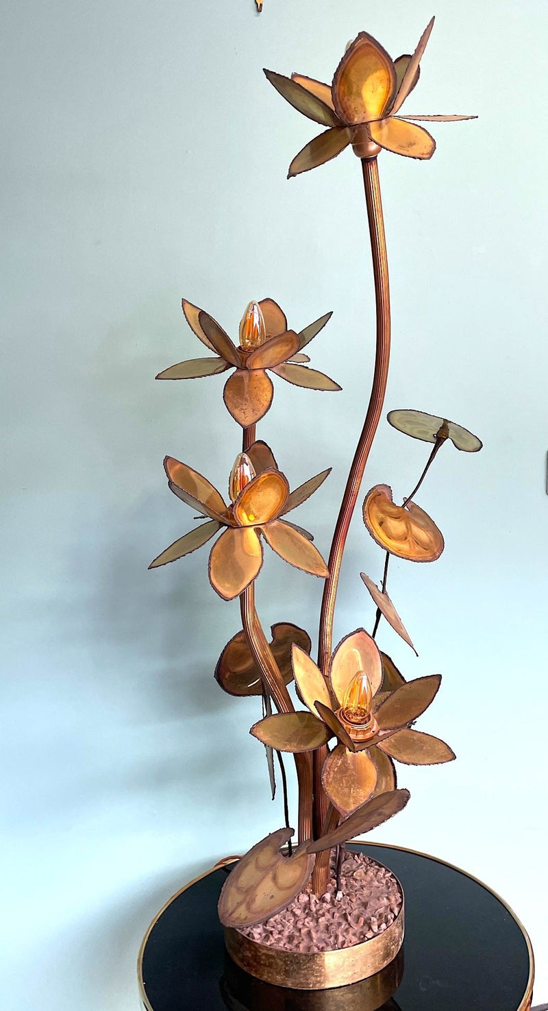 Mid Century floor lamp brass flowers in the style of Maison Jansen - Mid Century Lighting - 70s floor lamp 