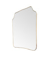 A large original 1950s Italian shield mirror with brass frame, original plate and solid wood back