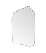 A large original 1950s Italian shield mirror with brass frame, original plate and solid wood back