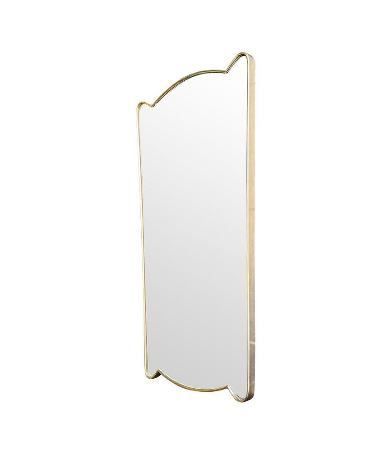 Unique shaped Mid Century Italian shield mirror with solid wood back in the style of Gio Ponti - Mid Century Mirror