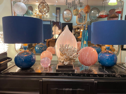 A pair of 1970s Italian ceramic and brass lamps