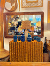 A large landscape or portrait 1970s bamboo mirror