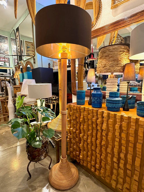 An Italian 1970s bamboo floor lamp