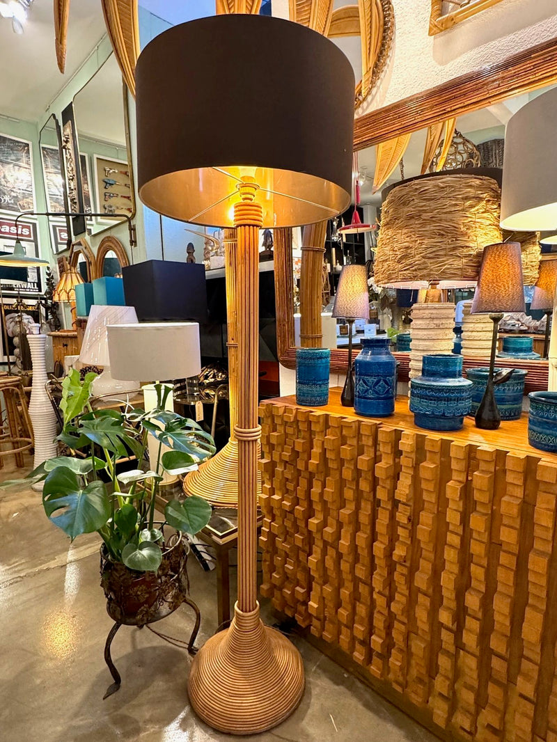 An Italian 1970s bamboo floor lamp