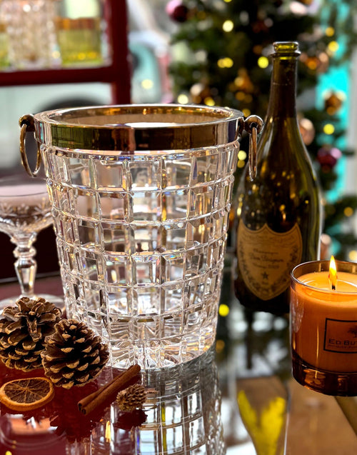A 1960s Val Saint Lambert crystal and silver plated champagne bucket