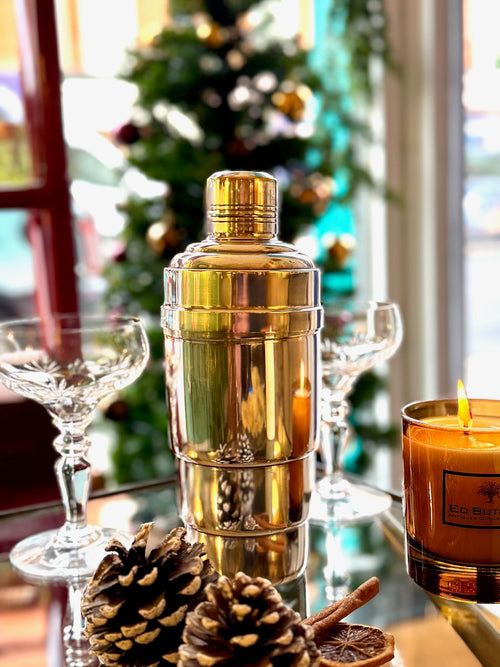 A French 1930s Art Deco silver plated cocktail shaker in orignal presentation box