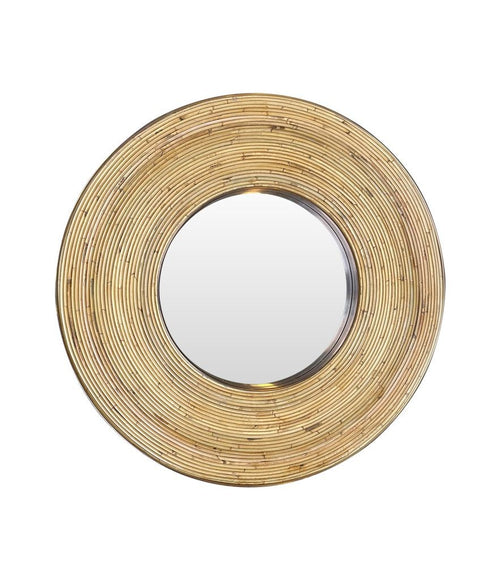 Large Italian circular bamboo and brass mirror in the style of Gabriella Crespi - Ed Butcher Antiques Shop London