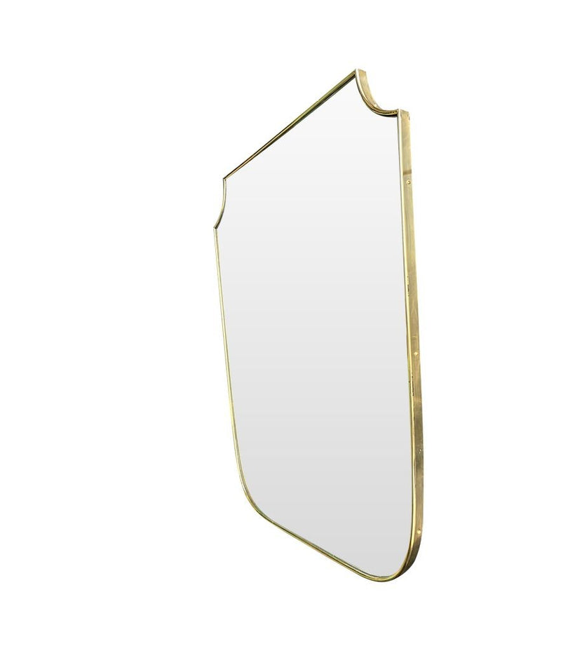 Mid Century Italian Brass Framed Shield Mirror - Mid Century Mirror - Ed Butcher Antiques London