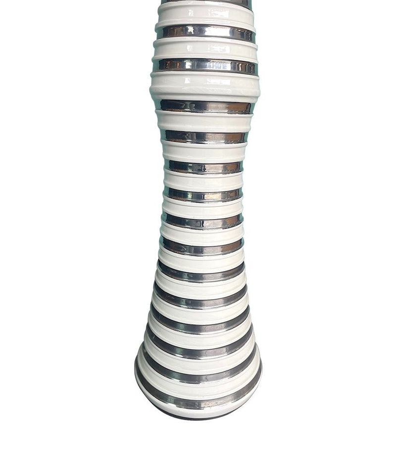 Mid Century Floor lamp with white and silver ceramic base - Mid Century Lighting - 70's floor lamp