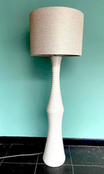 Mid Century Floor Lamp white ribbed ceramic base - Mid century Lighting - 70's floor lamp