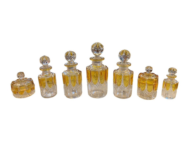 A. collection of seven Val Sat Lambert 1920s perfume bottles.
