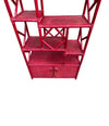 An Italian 1970s burgundy red bamboo shelving unit by Vivai del Sud