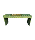 A 1970s woven green rattan three drawer console table by Vivai Del Sud