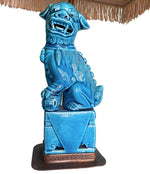 Mid Century Lamps - Turquoise ceramic foo dog lamps - Mid Century Lighting - Ed Butcher Antiques Shop London 