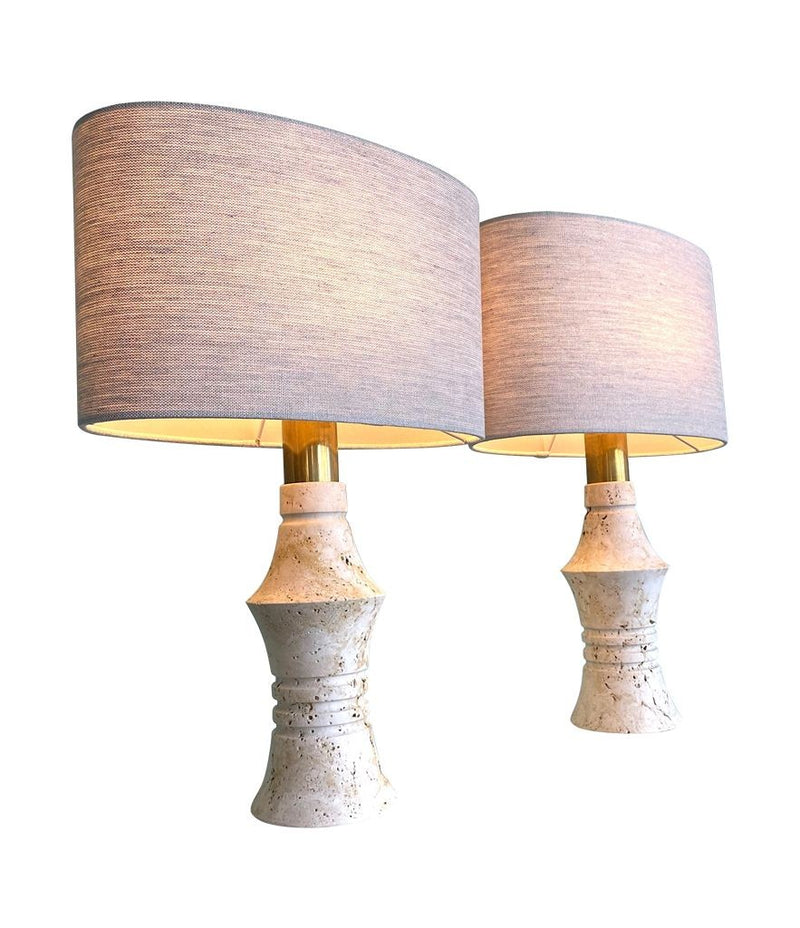 Mid Century table Lamps with Travertine bases by Fratelli Mannelli - Mid Century Lighting - 1970s table lamps