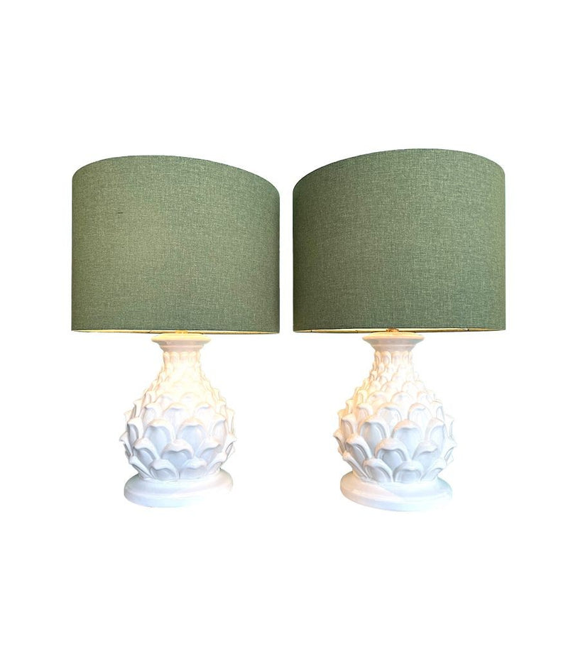 Mid Century table lamps ceramic artichoke bases - Mid Century Lighting - 1970s table lamps