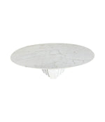 An Italian 1970s oval Carrara marble coffee table in the style of Angelo Mangiarotti