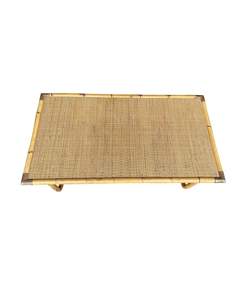 Mid Century Bamboo Coffee Table by Dal Vera, folding coffee table with brass corners