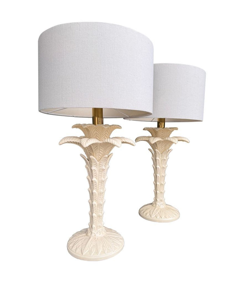 A pair of Italian ceramic 1970s palm tree lamps for lighting company Leola