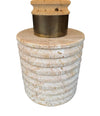 A large Fratelli Manneli ribbed Italian 1970s travertine lamp with brass detail