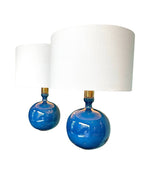 A pair of Mid Century Italian Ceramic and brass lamps - Mid Century Lighting