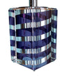 A large Mid Century Table lamp made of lucite and chrome with purple and chrome stripes and a black shade - Mid Century Lighting - 1970s table lamp