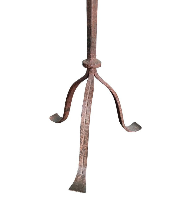 Mid century floor lamp Spanish wrought iron with bespoke linen shade - Mid Century Lighting