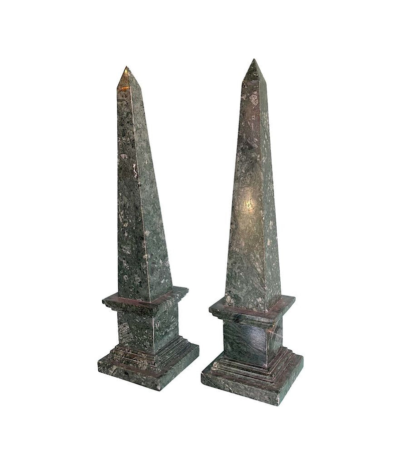 Pair of Italian Verde Indio Green Marble Obelisks - Ed Butcher Antiques Shop London