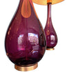 Pair of Italian Purple Murano Glass teardrop shaped lamps - Ed Butcher Antique Shop London