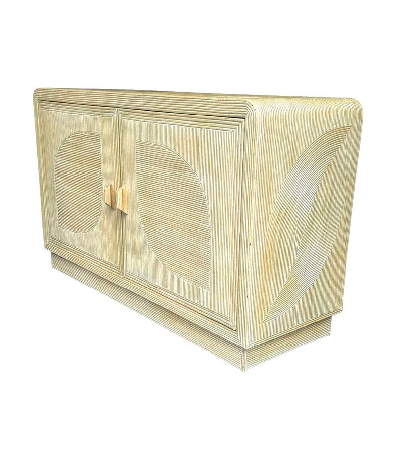 An Italian 1970s pencil reed bamboo, two doors, cabinet by Vivai Del Sud
