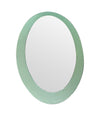 An Italian 1960s Crystal Arte oval mirror with pastel mint green mirrored frame