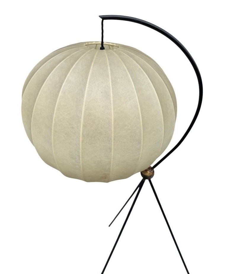 A rare Italian 1960s black lacquer and brass tripod floor lamp